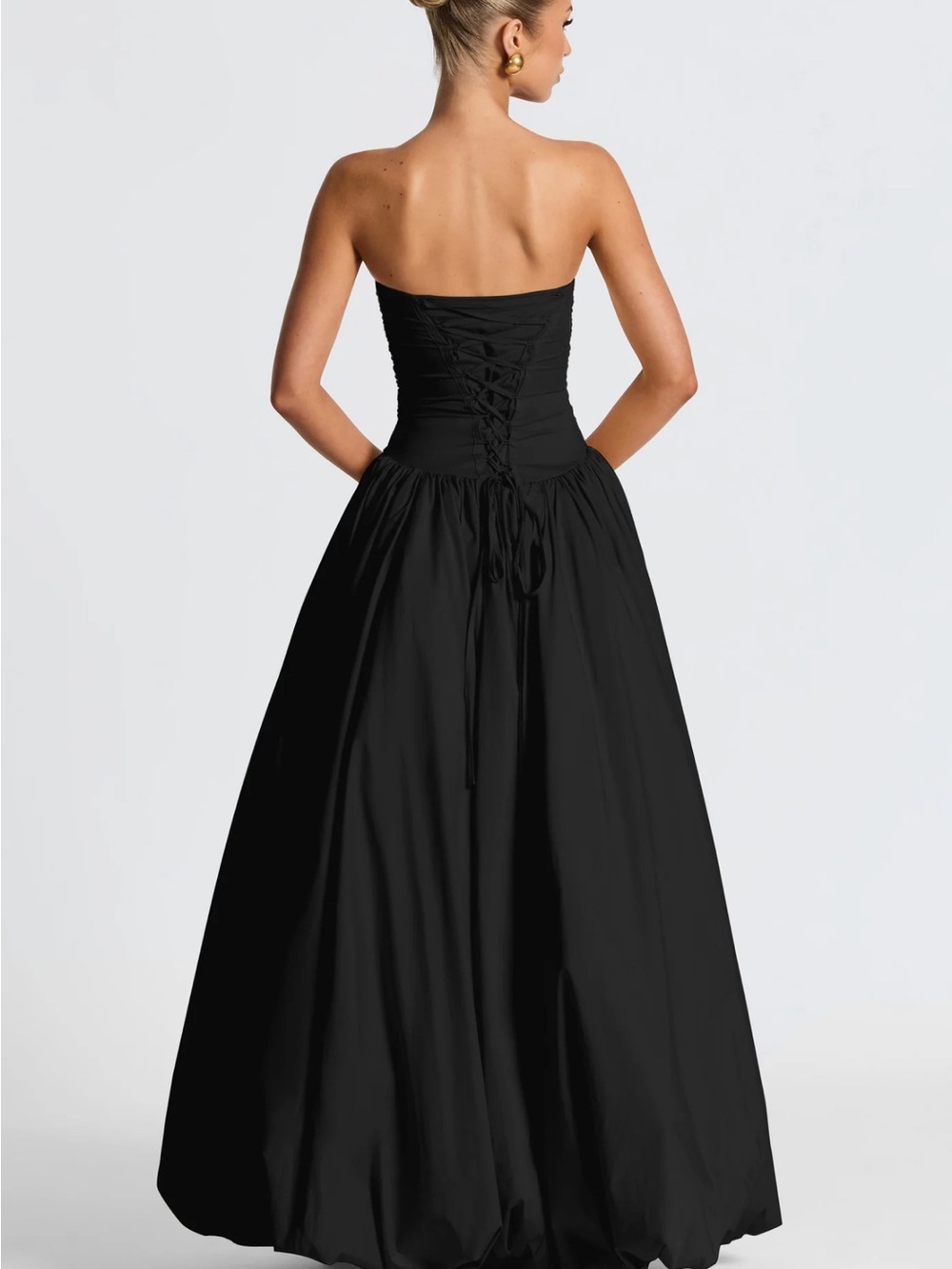 Strapless Black High-Slit Jillian Maxi Evening Gown Babyboo - Picture 3 of 7